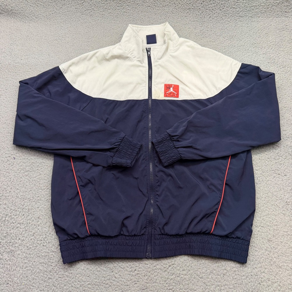 Nike BQ0295-100 Mens Size Large Air Jordan Tinker Legacy Navy Windbreaker Jacket
